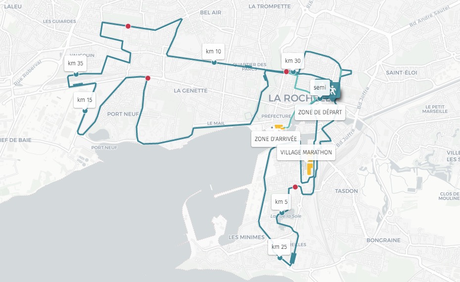 Marathon de la Rochelle Route Map 